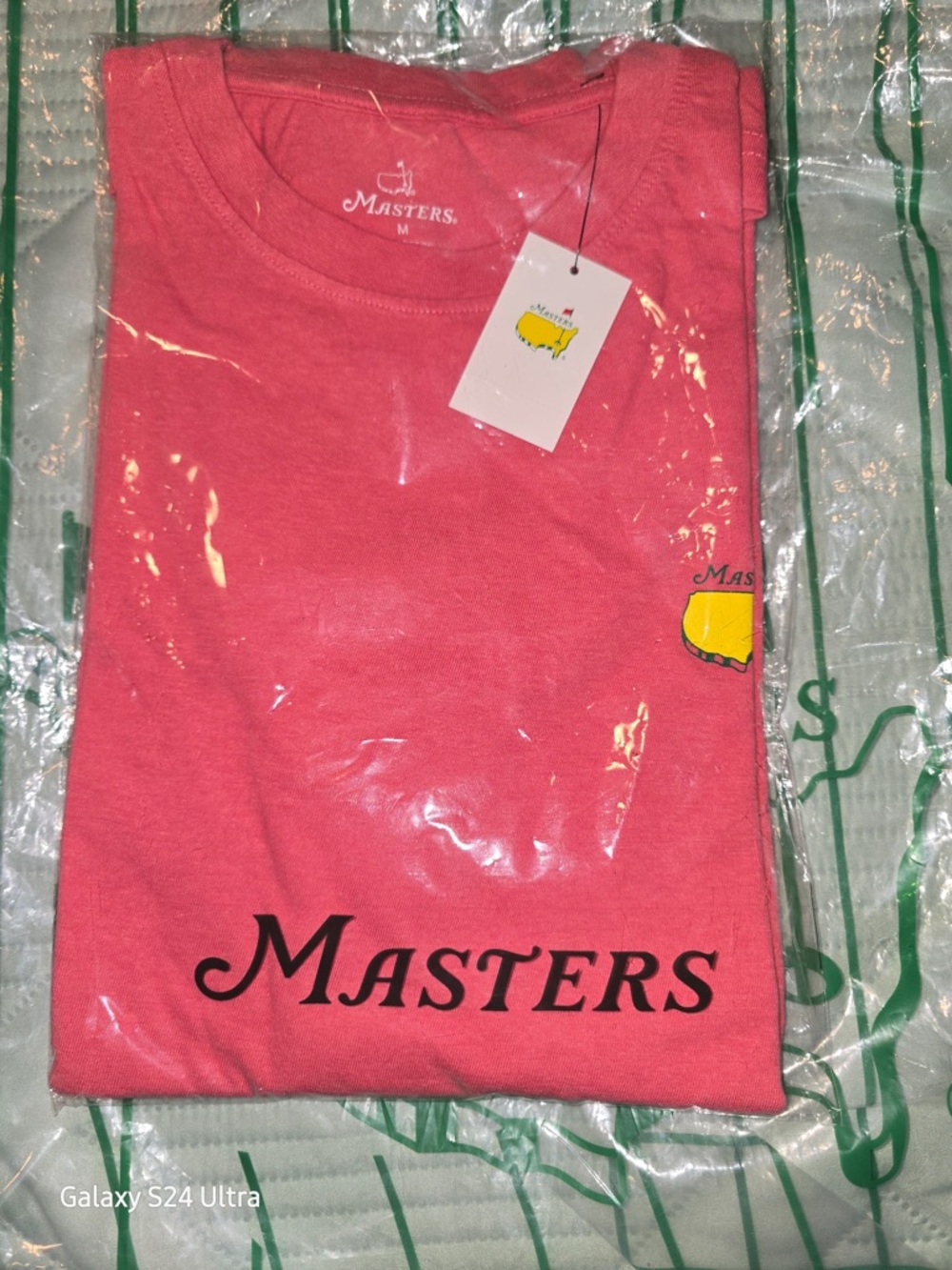 Masters Pink Tee with Yellow Emblem